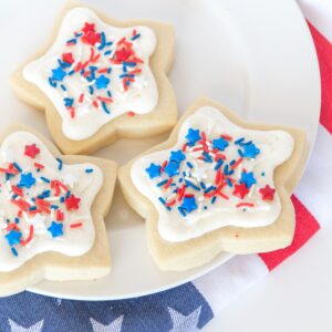 4th of July, Fourth of July, Thick, buttery sugar cookie, topped with rich buttercream frosting