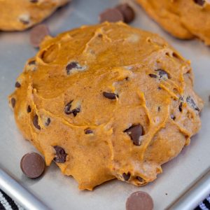The taste of fall in your mouth; Huge, soft pumpkin cookie full of over-sized chocolate chips