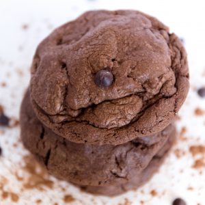 rich dark chocolate cookie with huge semi-sweet chips