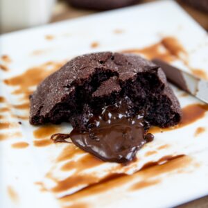Chocolate Lava, A dark chocolate cookie filled with warm, melty fudge
