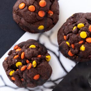 Dark Chocolate Reese's, A dark chocolate cookie for your spooky celebration, rich chocolate and peanut butter in a huge, warm cookie , Halloween Treat