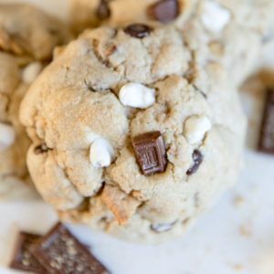 A huge, warm cookie stuffed with melted chocolate, marshmallows and graham crackersA huge, warm cookie stuffed with melted chocolate, marshmallows and graham crackers